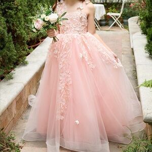 Elegant Pink Lace Kids Dress